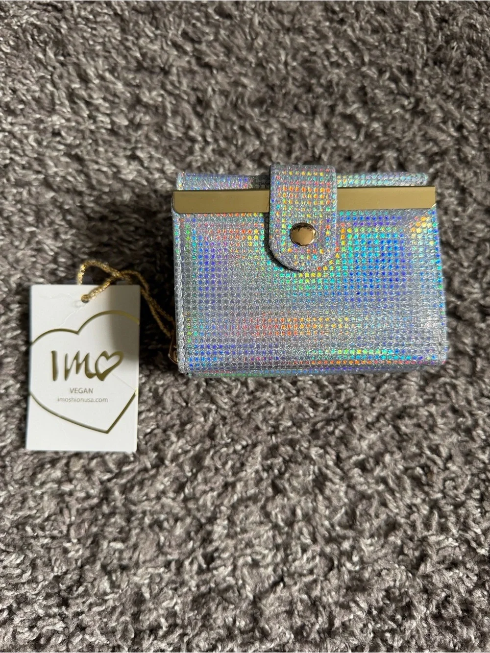 Holographic Silver Snap Trifold Wallet
